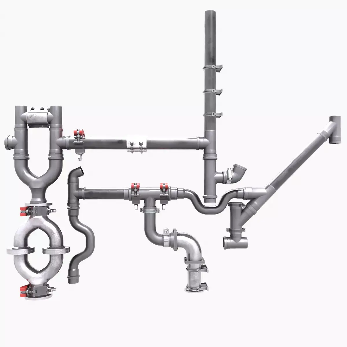 Pipe and Pipe Clamp Pack 3D model