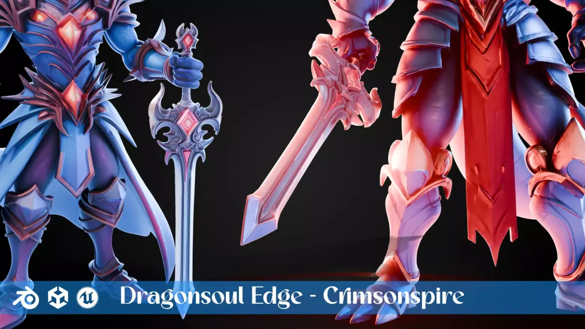 Stylized Sword - Dragonsoul Edge Crimsonspire - Game Ready 3D model