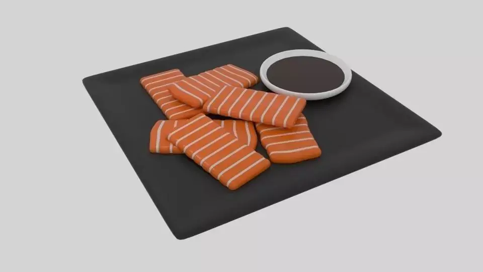 Salmon Sashimi Low-poly 3D model