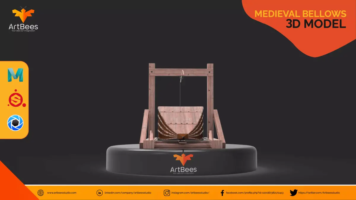 Medieval Bellows 3D Model Low-poly 3D model