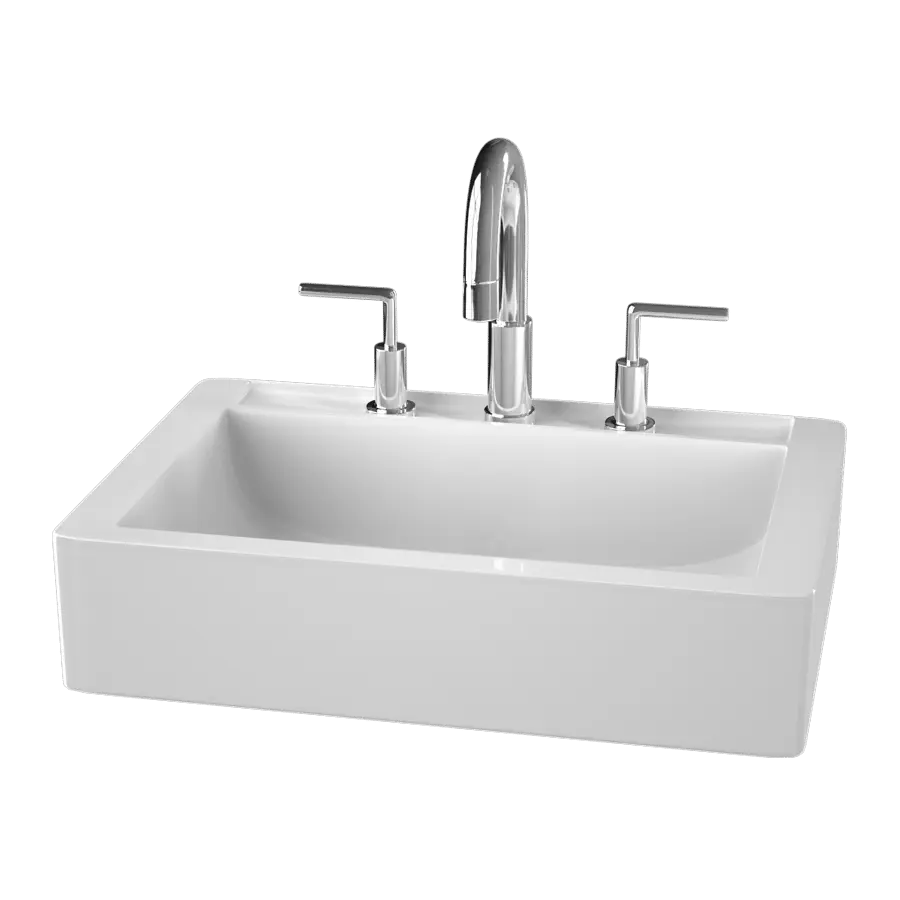  Above Counter Rectangle Bathroom Sink Model, White 