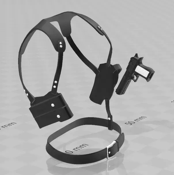 Leather Holster Shoulder Harness 3D model