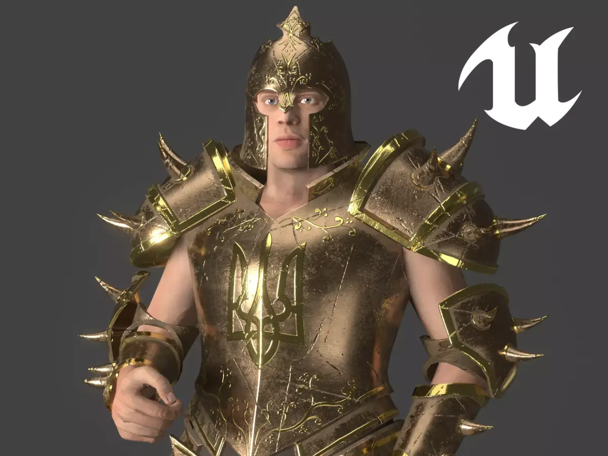 Knight Warrior Character With Modular Armor Parts Unreal Engine Low-poly 3D model