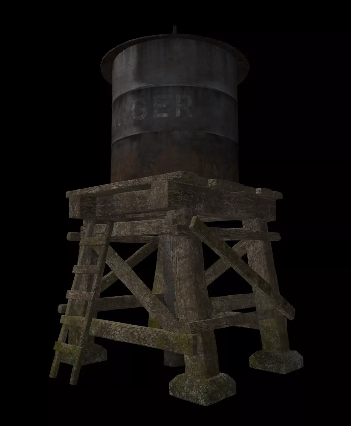 Industrial Water Tower Low-poly 3D model
