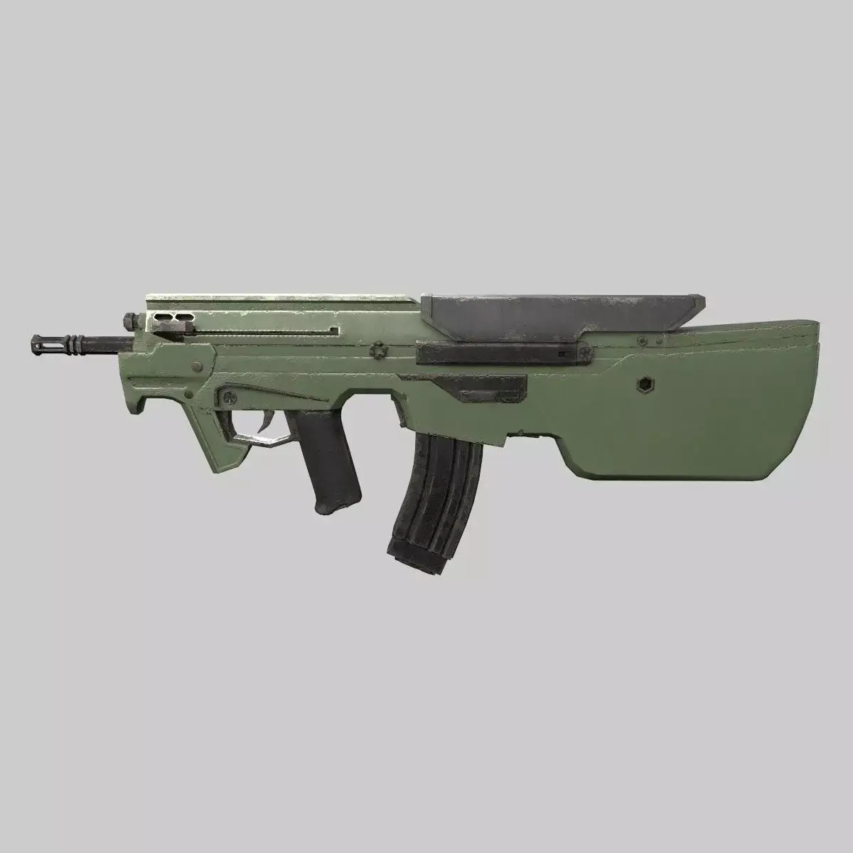 Assault rifle Low-poly 3D model 8