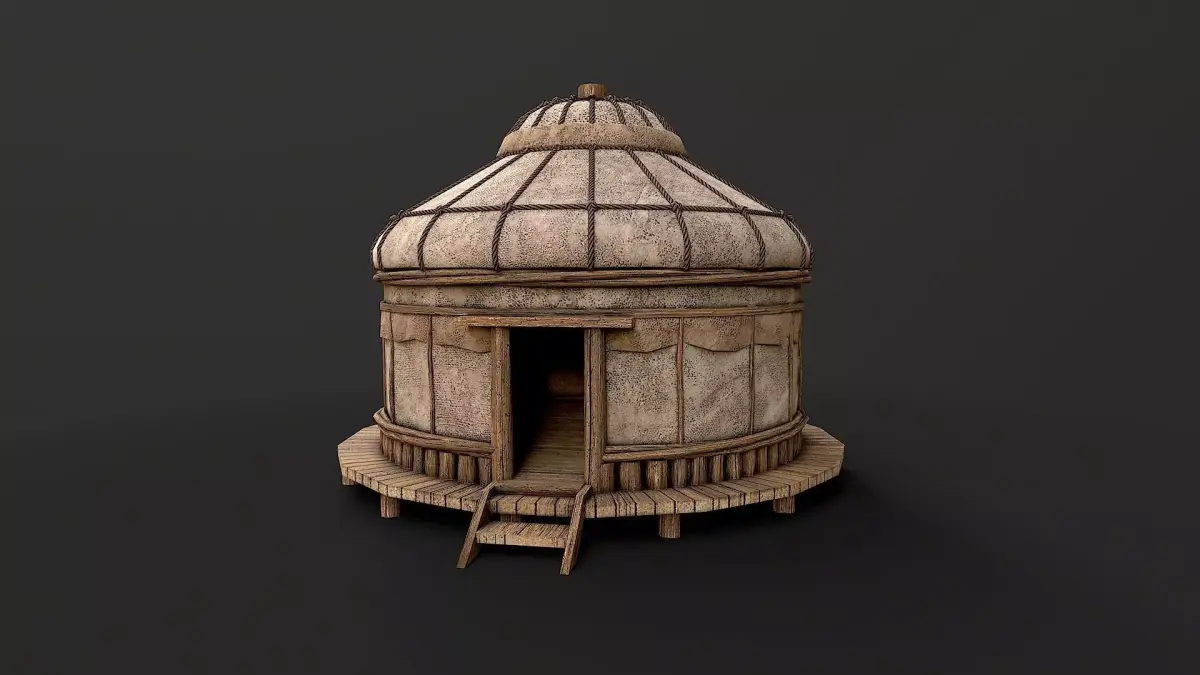 Traditional Yurt Nomads Tent with Interior 3 Low Poly PBR Low-poly 3D model