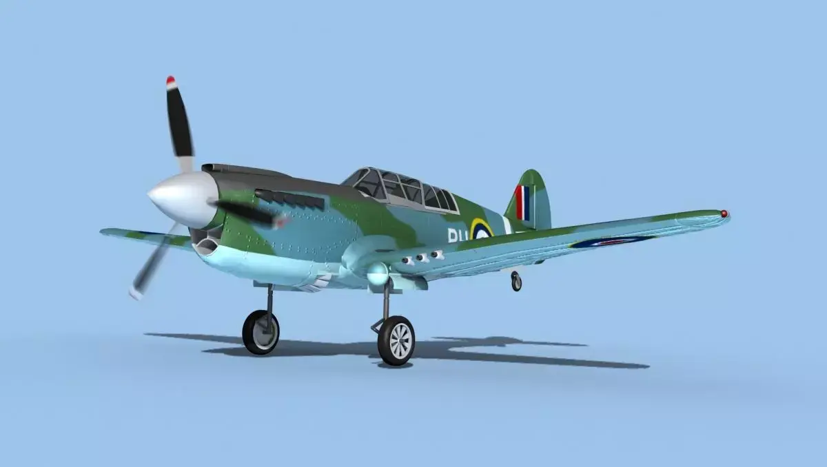 Curtiss P-40N Tomahawk V02 RAF 3D model
