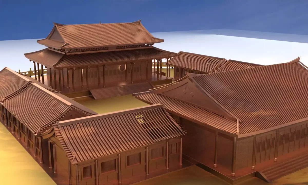 Chinese ancient  courtyard house 3D model