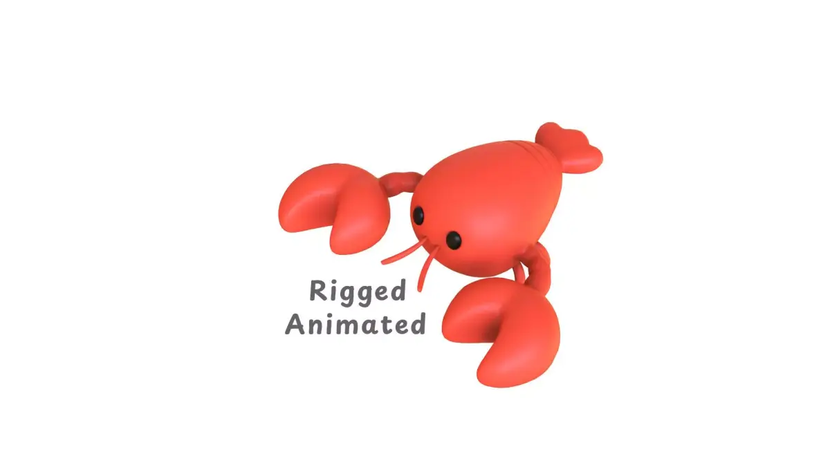 Cartoon Shrimp Rigged Low-poly 3D model