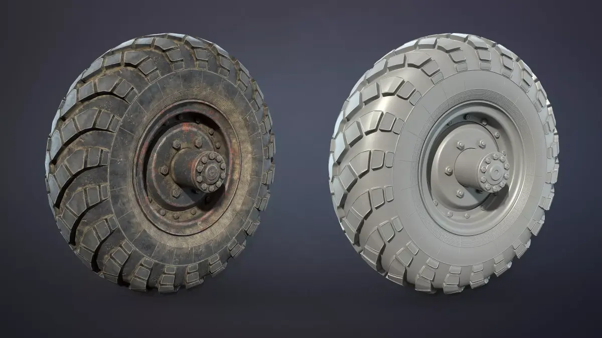 Truck Wheel 02 GAZ-66 Low-poly 3D model