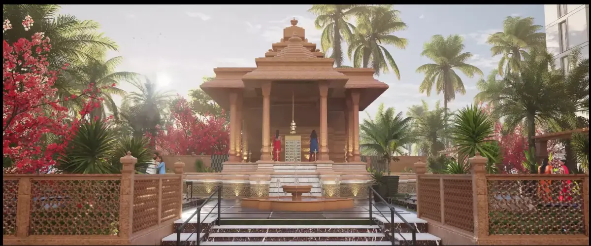 Indian Temple Model Package of 2 Temples with Garden Low-poly 3D model