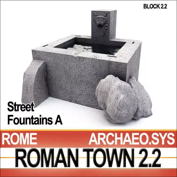Roman Town Street Fountains A 2 2 Low Poly Pompeii type 3D model