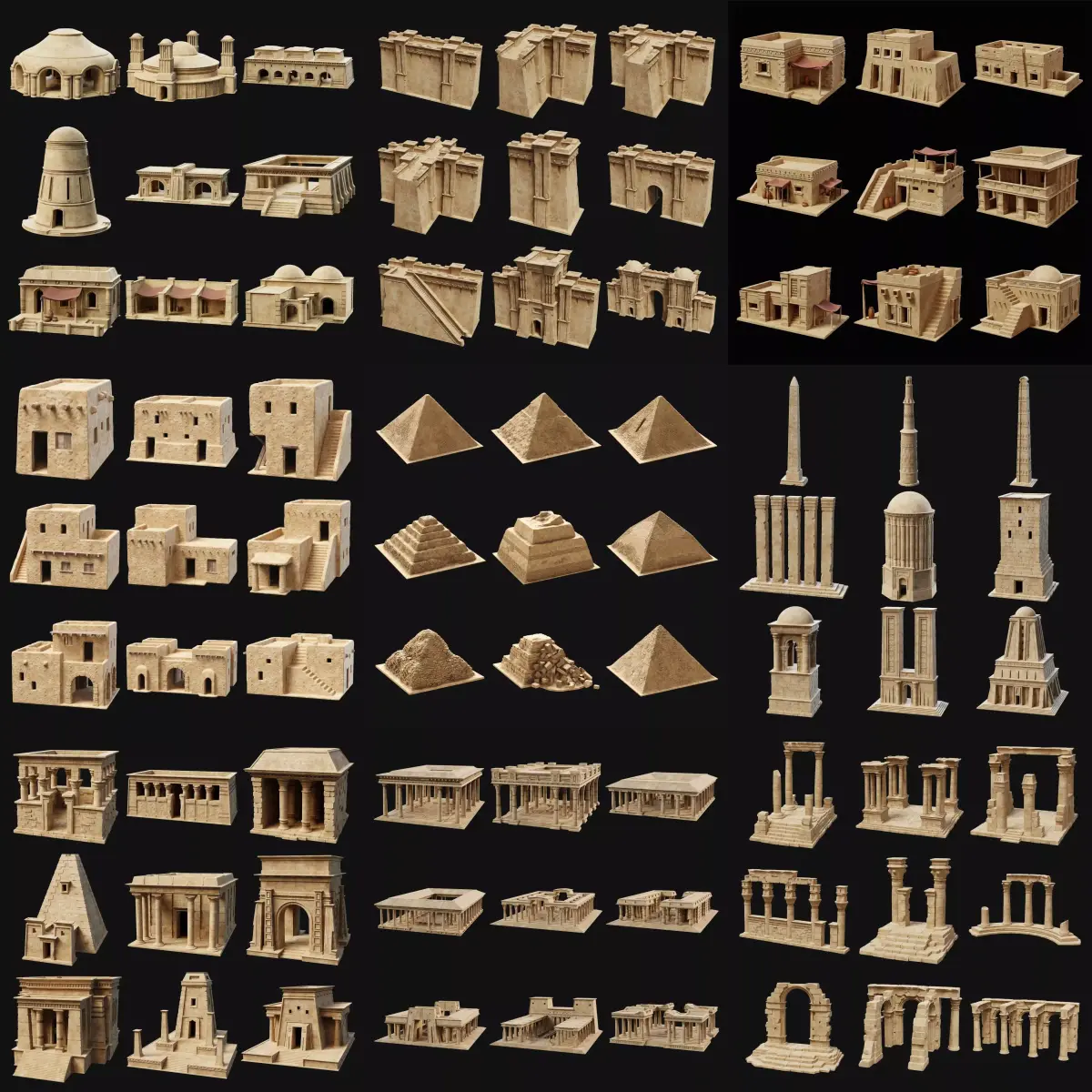 GREATEST ANCIENT EGYPT DESERT ARAB CITY AAA BUILDER COLLECTION 3D Model Pack