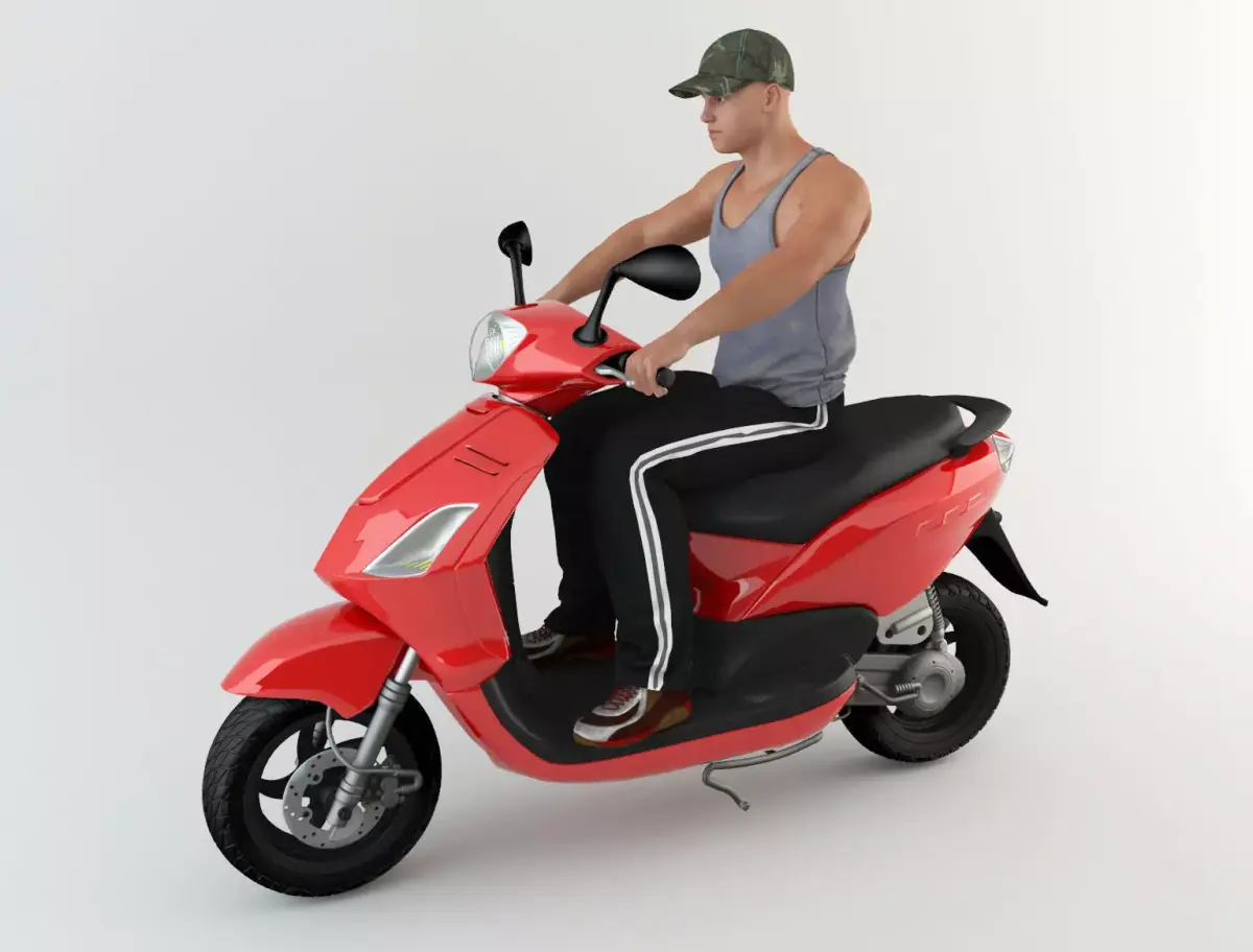 Motorcyclist 1 man riding scooter 3D model