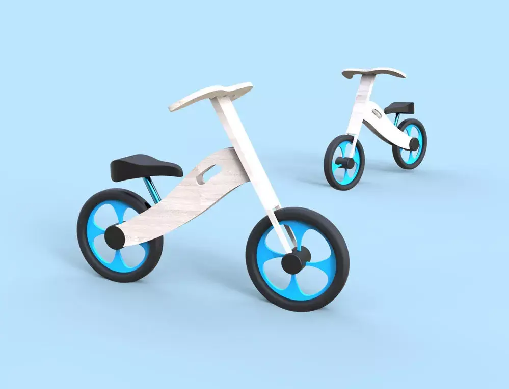 Wooden balance bike for kids - minimalistic bicycle  3D model