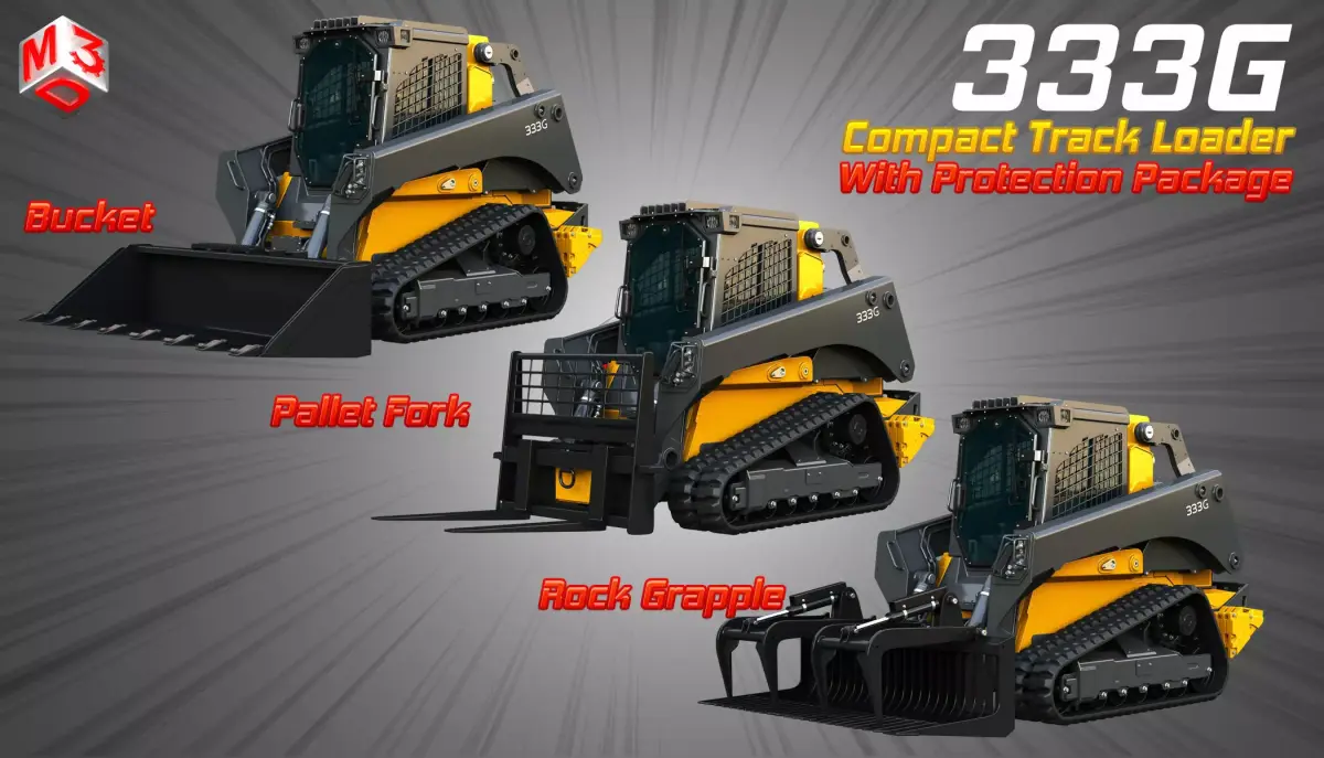 333G Compact Track Loader - 3 in 1 3D Model Pack
