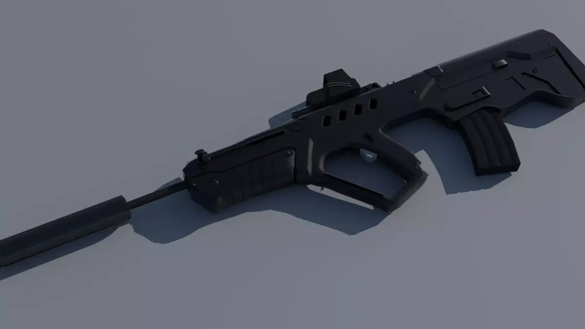 IWI Tavor TAR-21 EOTech and Suppressor  Low-poly 3D model