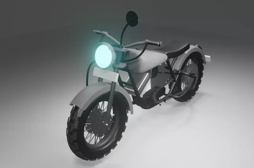 Classic Motor Bike Low-poly 3D model
