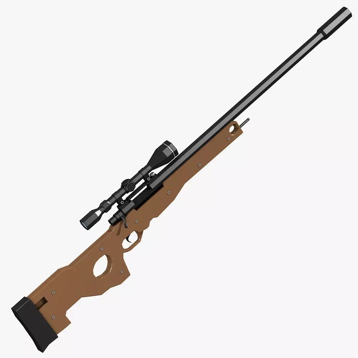 Sniper rifle Low-poly 3D model 7