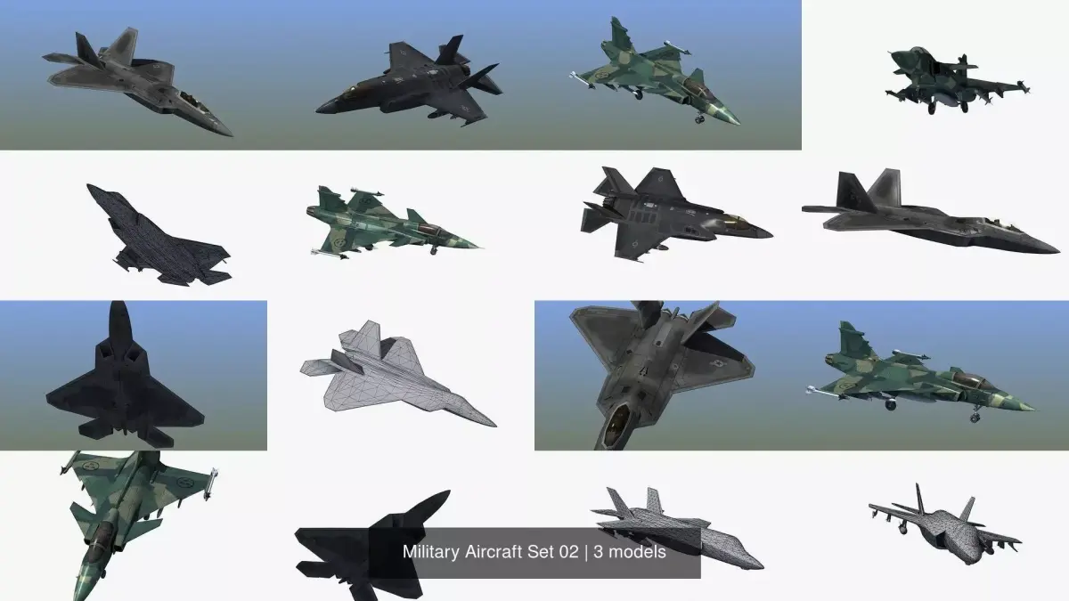 Military Aircraft Set 02 3D Model Collection