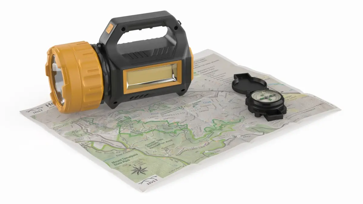 Emergency Explorer Set with Flashlight Map and Compass 3D model