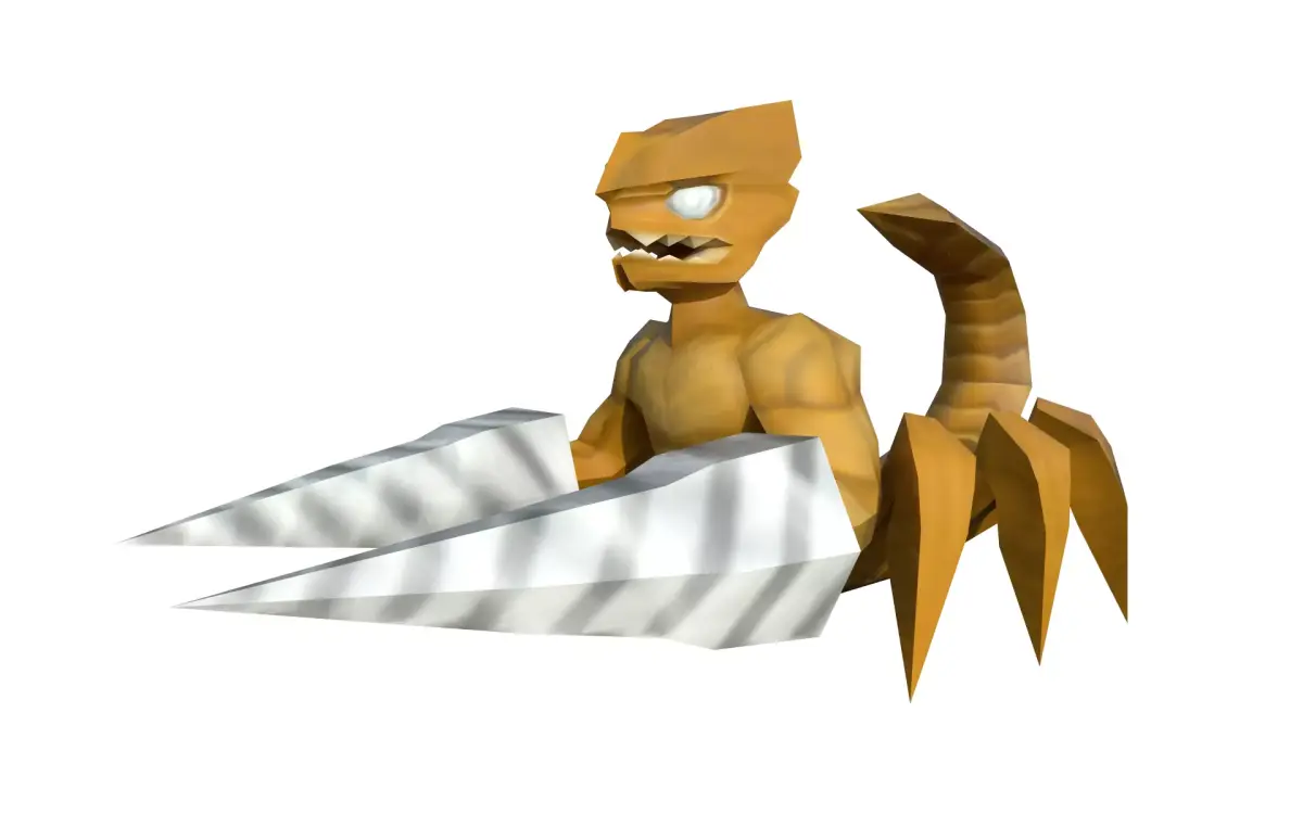 Scorpion golden man holding sword Low-poly 3D model