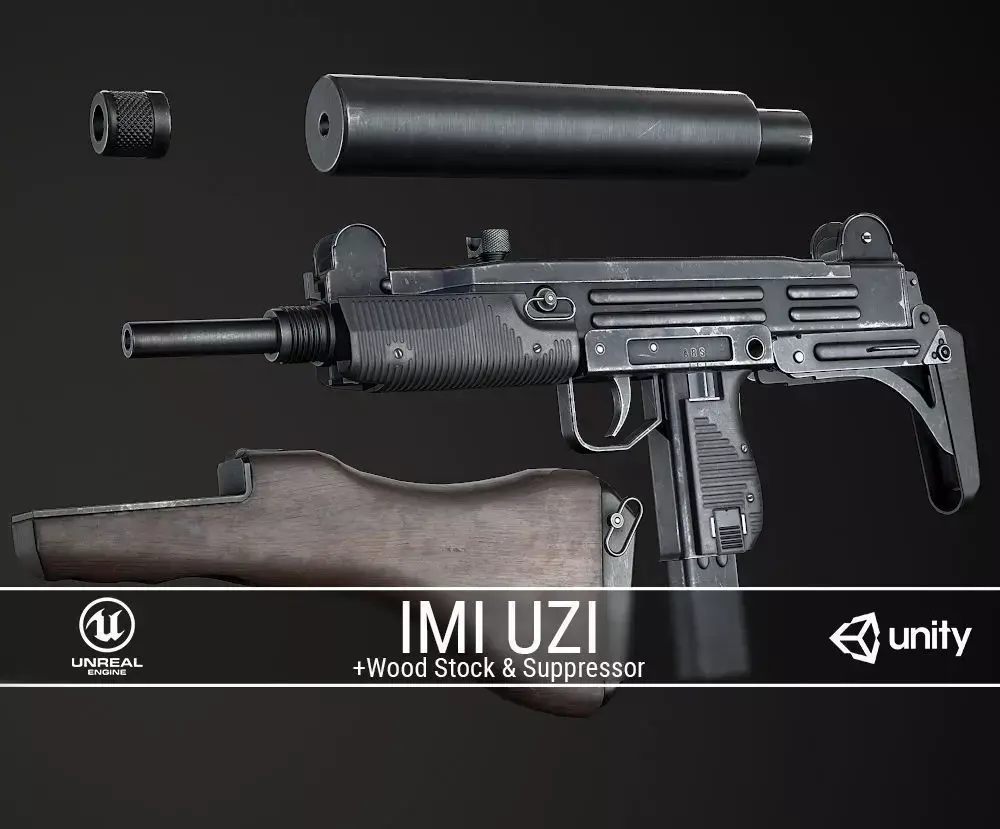 PBR IMI UZI Low-poly 3D model
