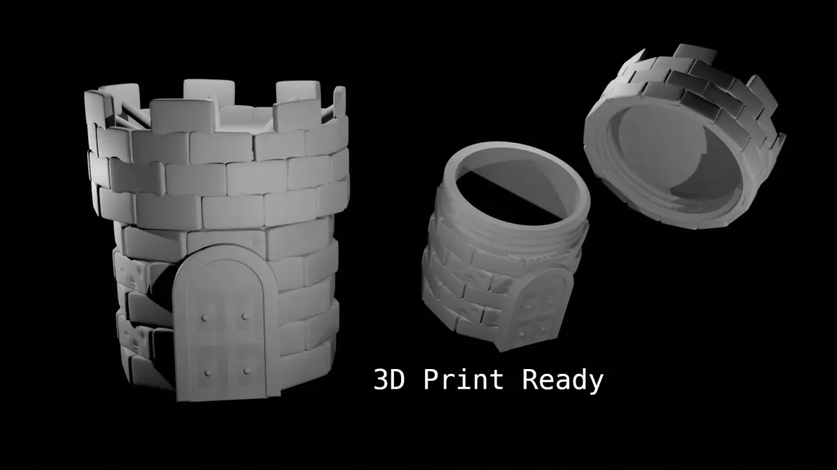 Castle Container Screw Top 3D print model