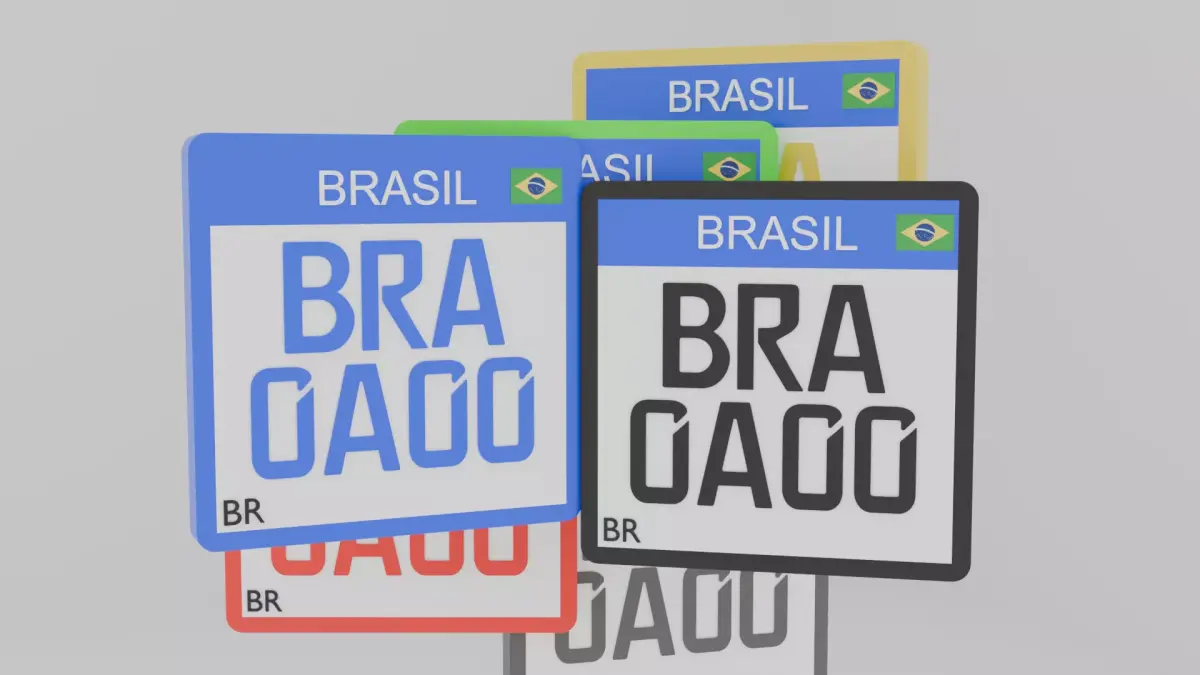 Brazil Mercosul Motorcycle License Plate Low Poly Low-poly 3D model