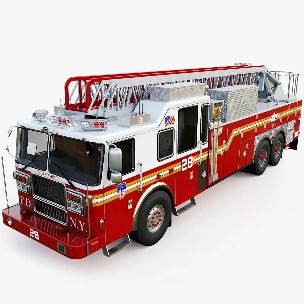 Fire Truck FDNY Ladder with Interior Low-poly 3D model