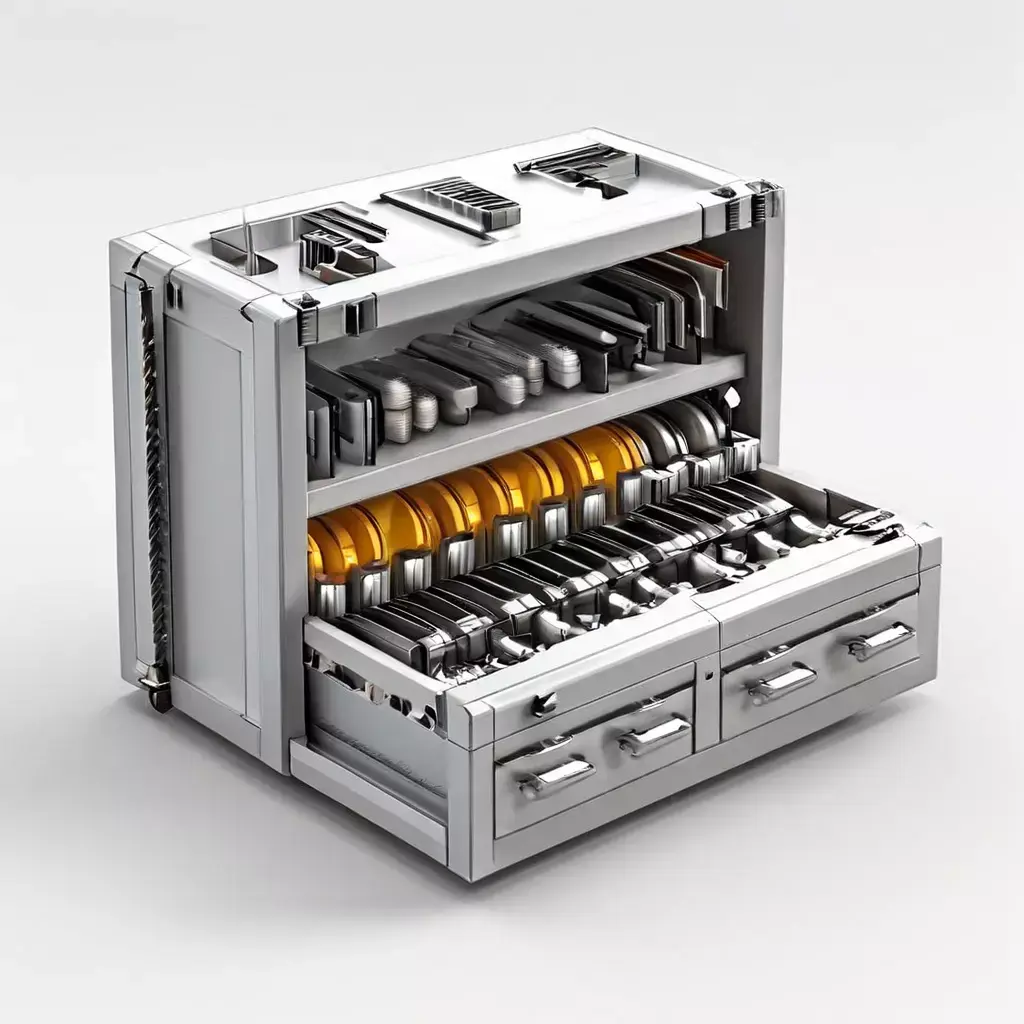 SciFi Storage Container with Drawers Low-poly 3D model