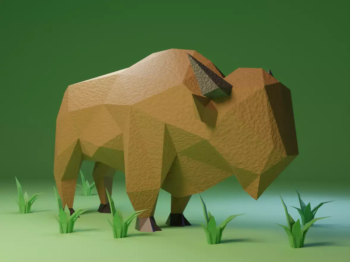 Low Poly Bison Free low-poly 3D model