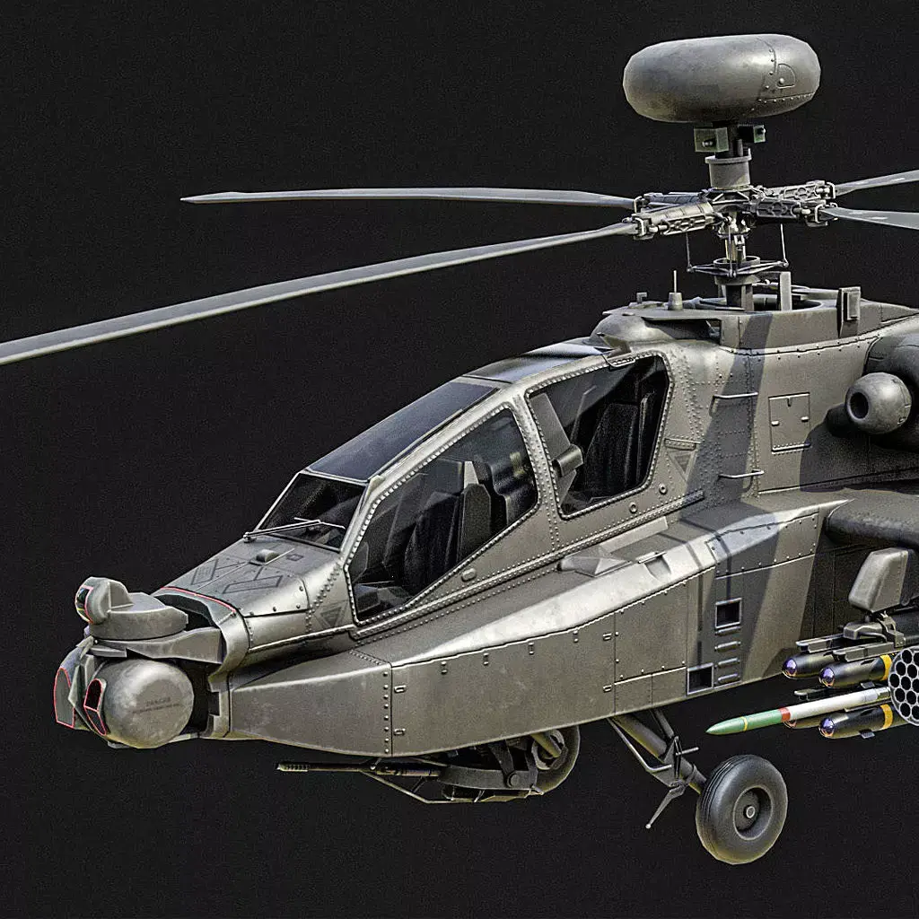AH-64D Apache Helicopter Low-poly 3D model
