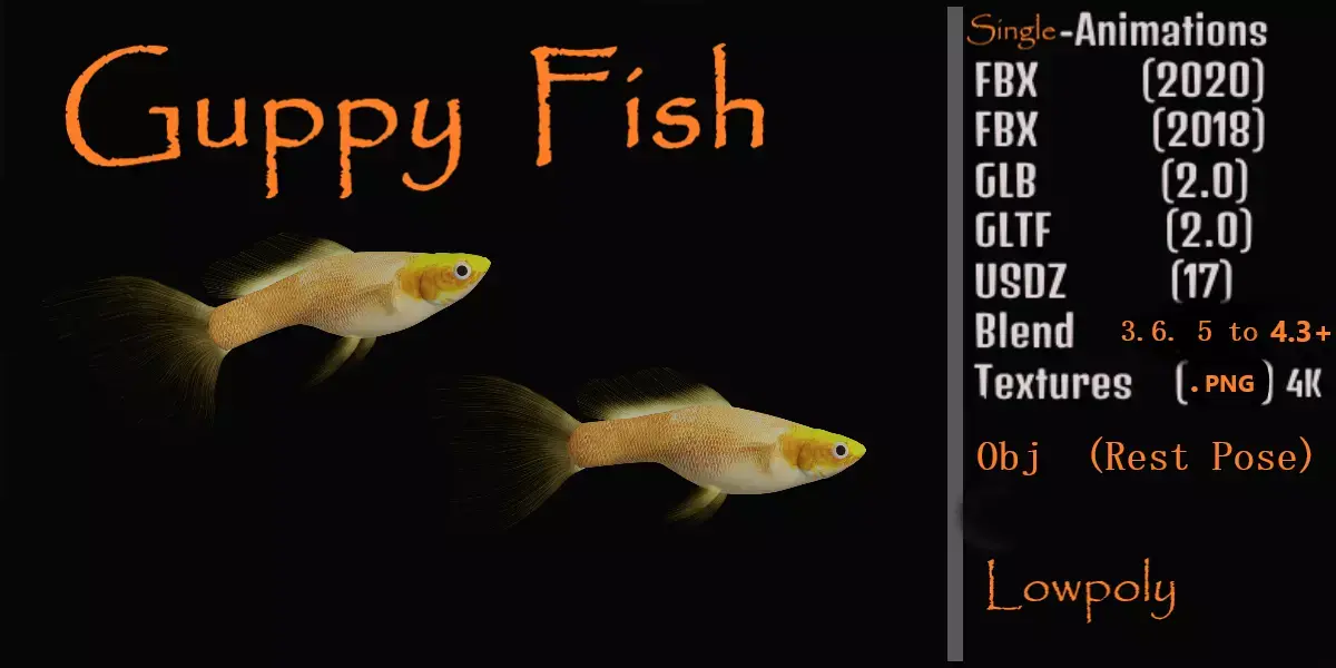 Guppy Fish Low-poly 3D model