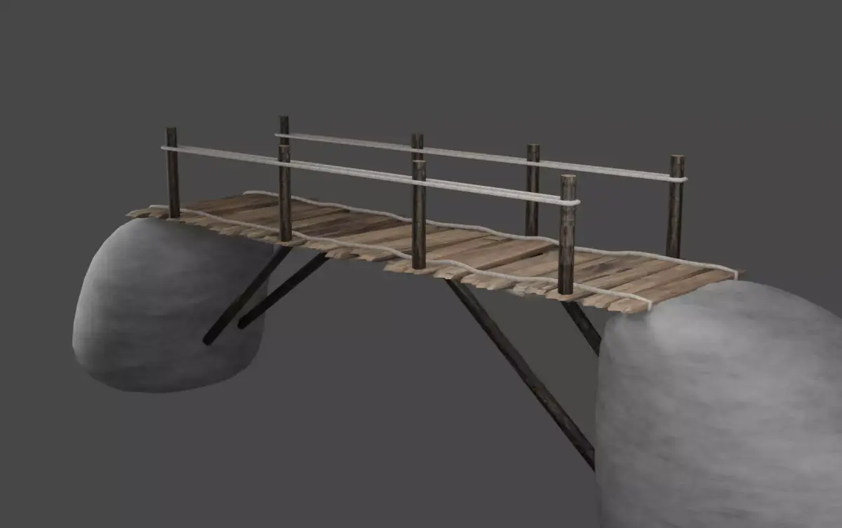 old wooden bridge Free low-poly 3D model