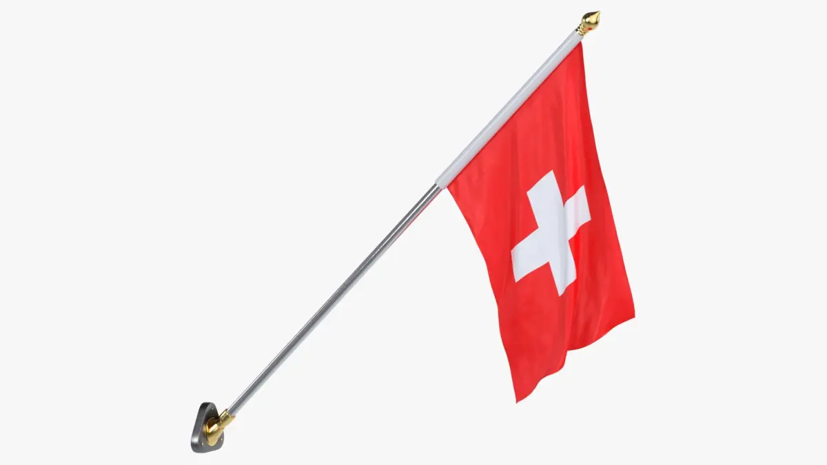 Switzerland Cloth Flag Wall Mount Animated 3D model