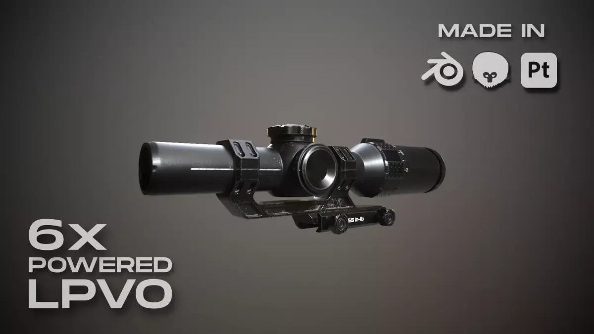 Tango 6T Rifle scope Low Poly PBR - FPS Weapon Attachment Low-poly 3D model