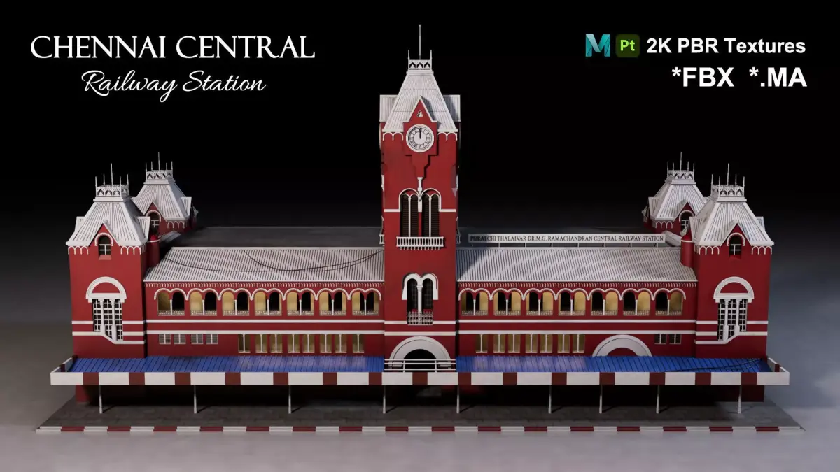 Chennai Central Railway Station - 3D Model 3D model