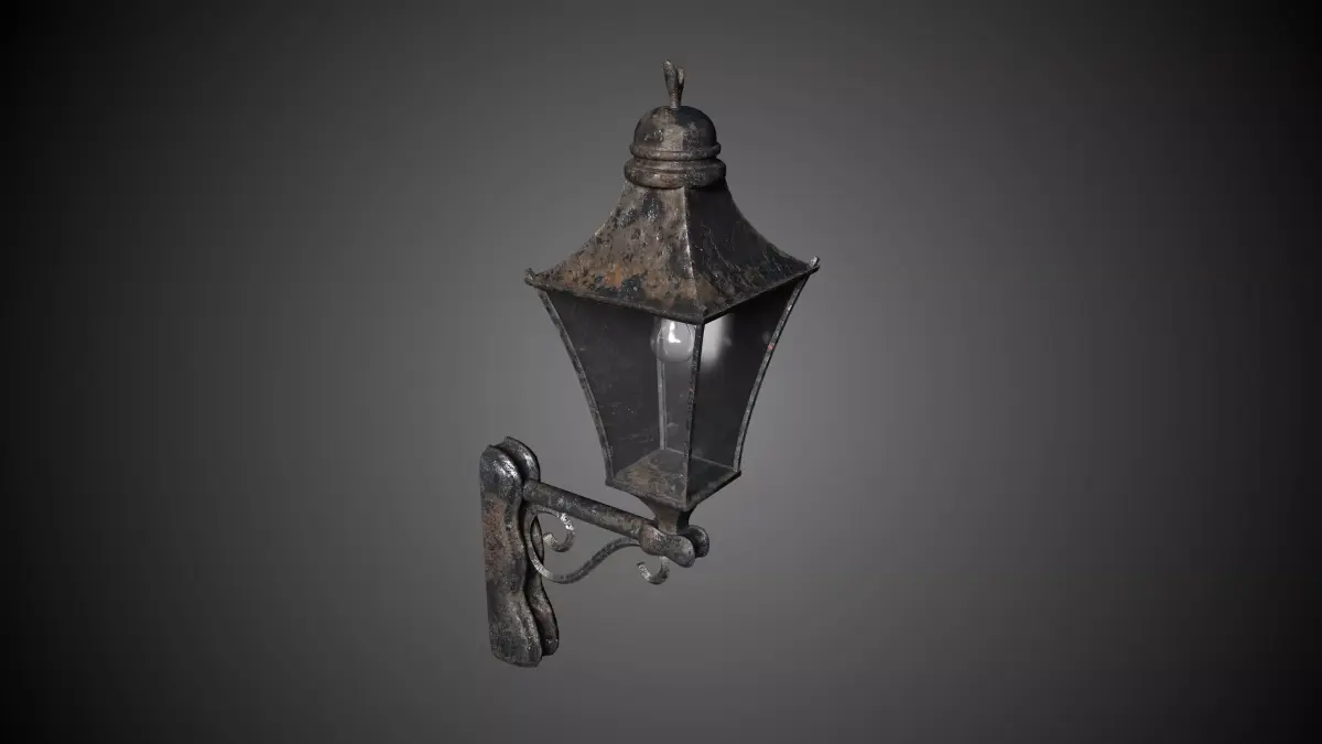 Old Wallmounted Industrial Lantern Prop Low-poly 3D model
