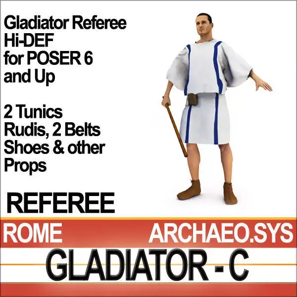 Roman Gladiator Referee Props Poser Daz 3D model