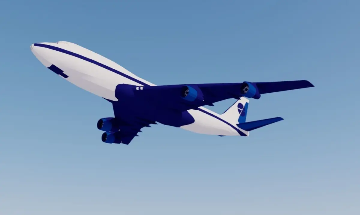 Airliner lowpoly airplane flying in sky Low-poly 3D model