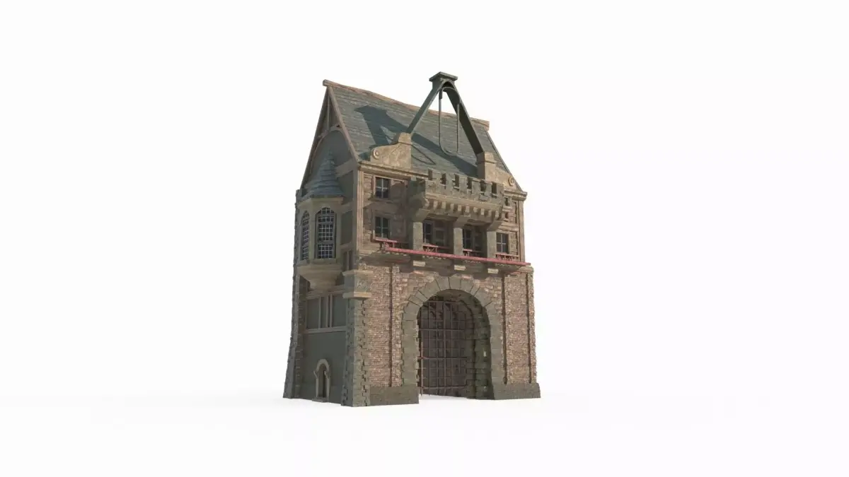 Medieval architectural gatehouse gate 3D model