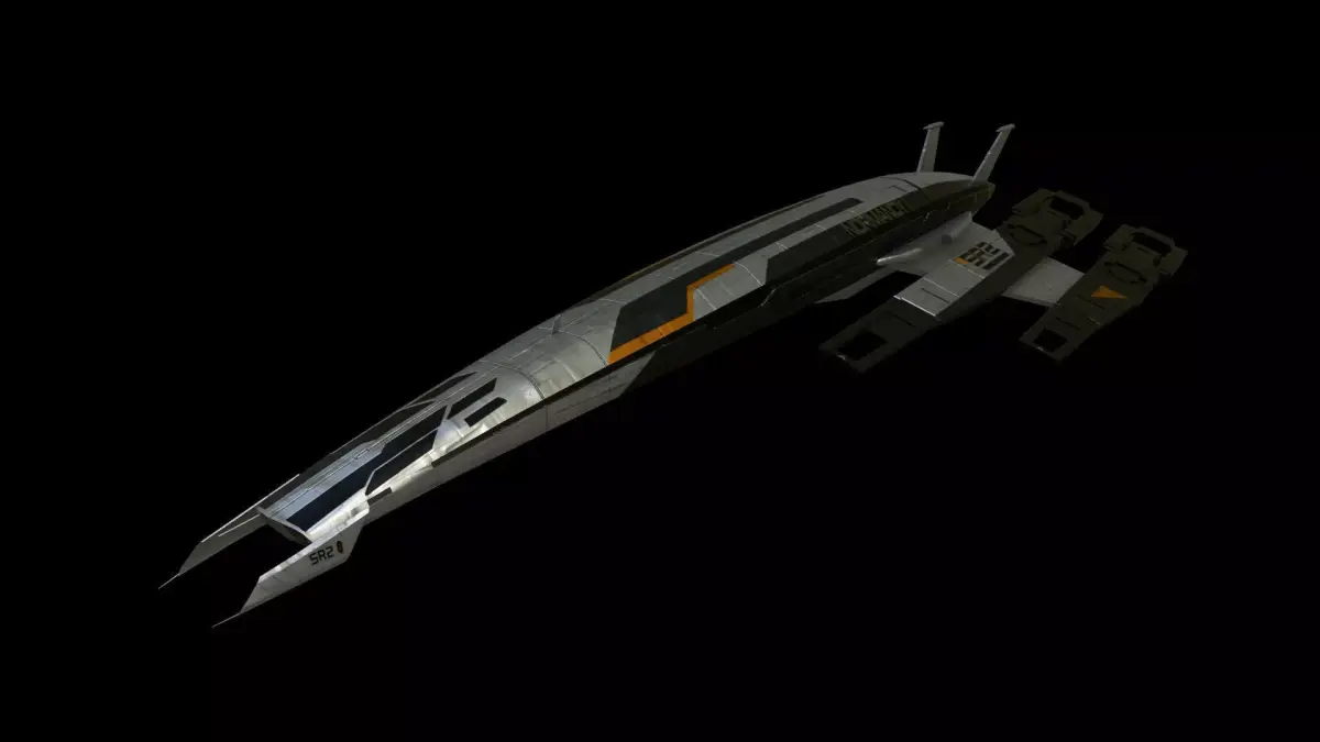 Normandy futuristic spaceship Low-poly 3D model