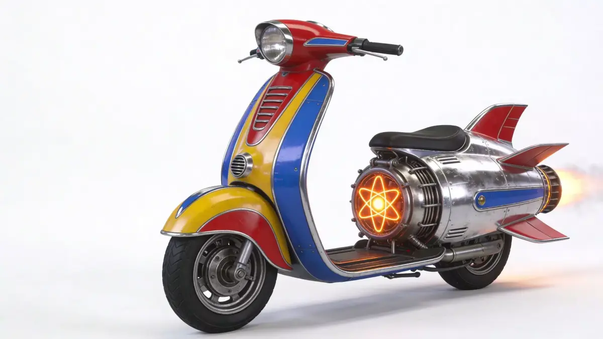 Vintage Atompunk Nuclear Rocket Scooter 3D Model Low-poly 3D model