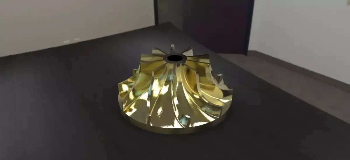 Impeller gold lamp on table Free 3D model