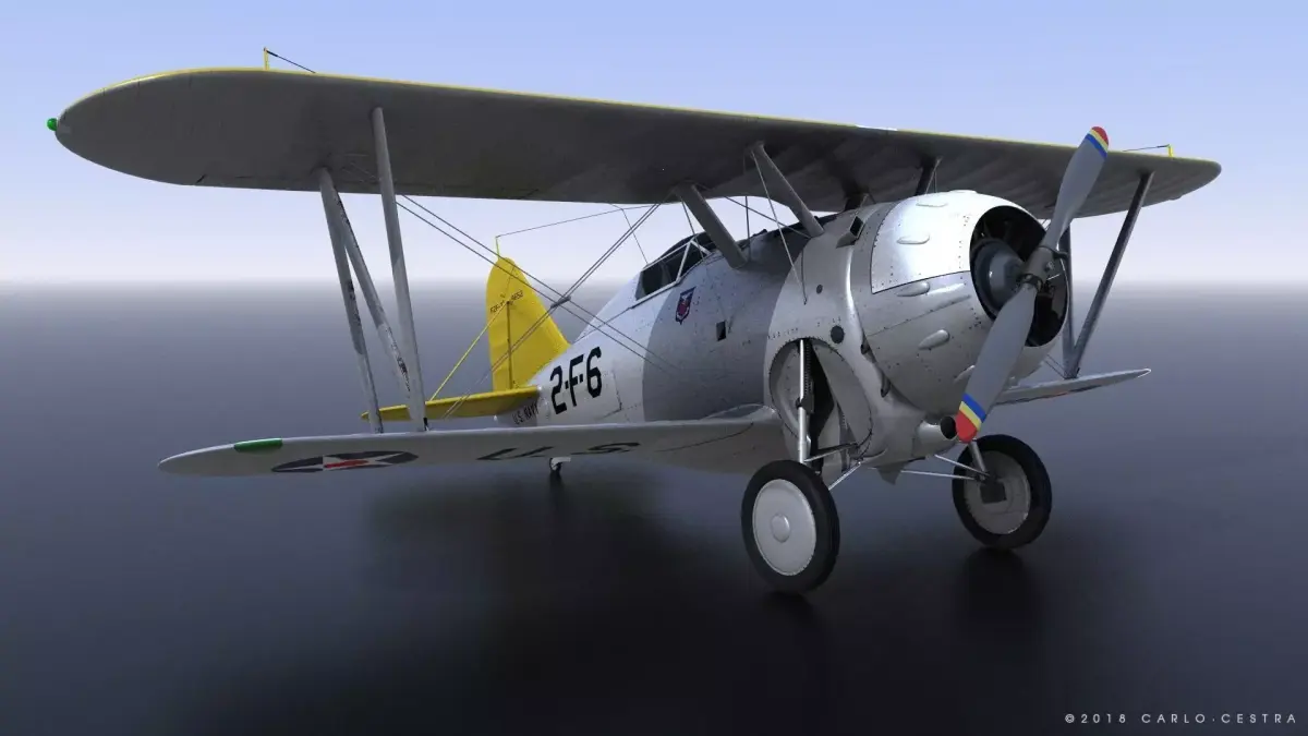 F2F-1 USS Lexington CV-2 1936 Low-poly 3D model