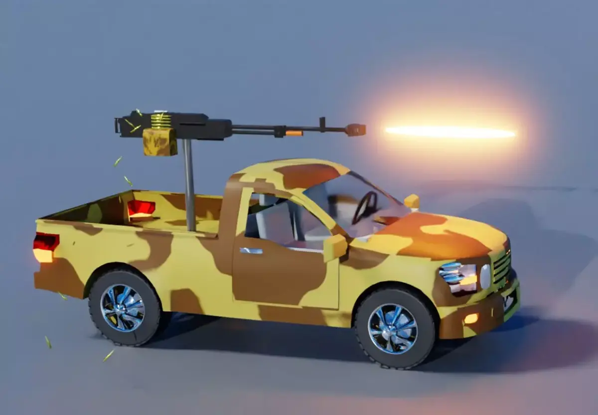 Fighting Verhicle Machine Gun Firing  Low-poly 3D model