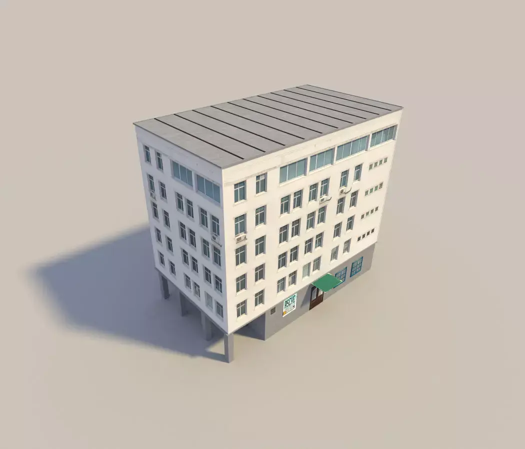 low poyl town flat house Low-poly 3D model