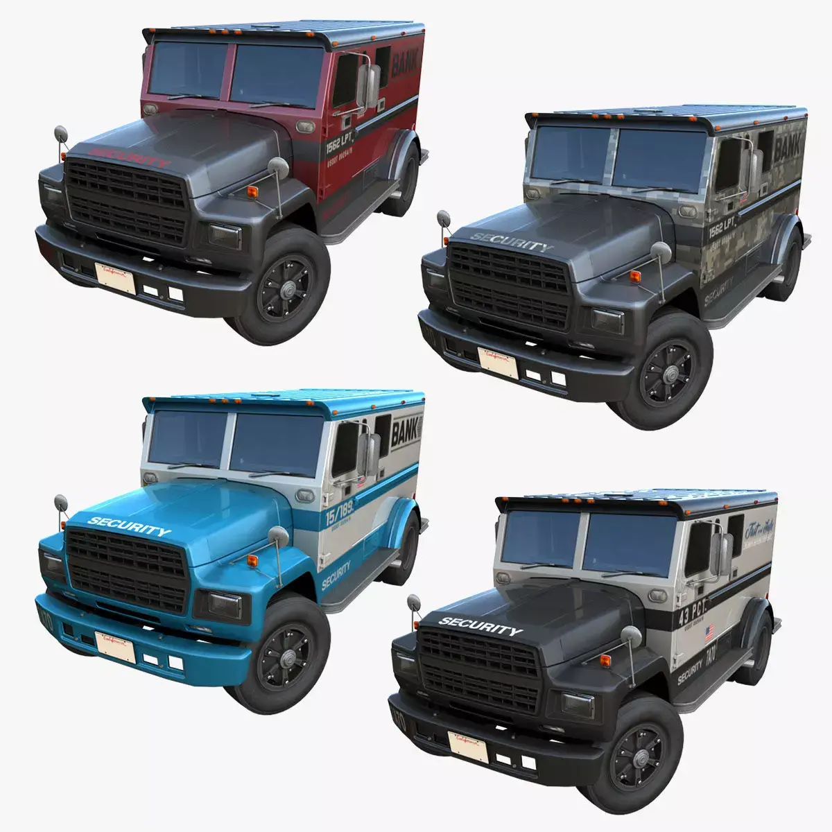 American armored security truck Low-poly 3D model