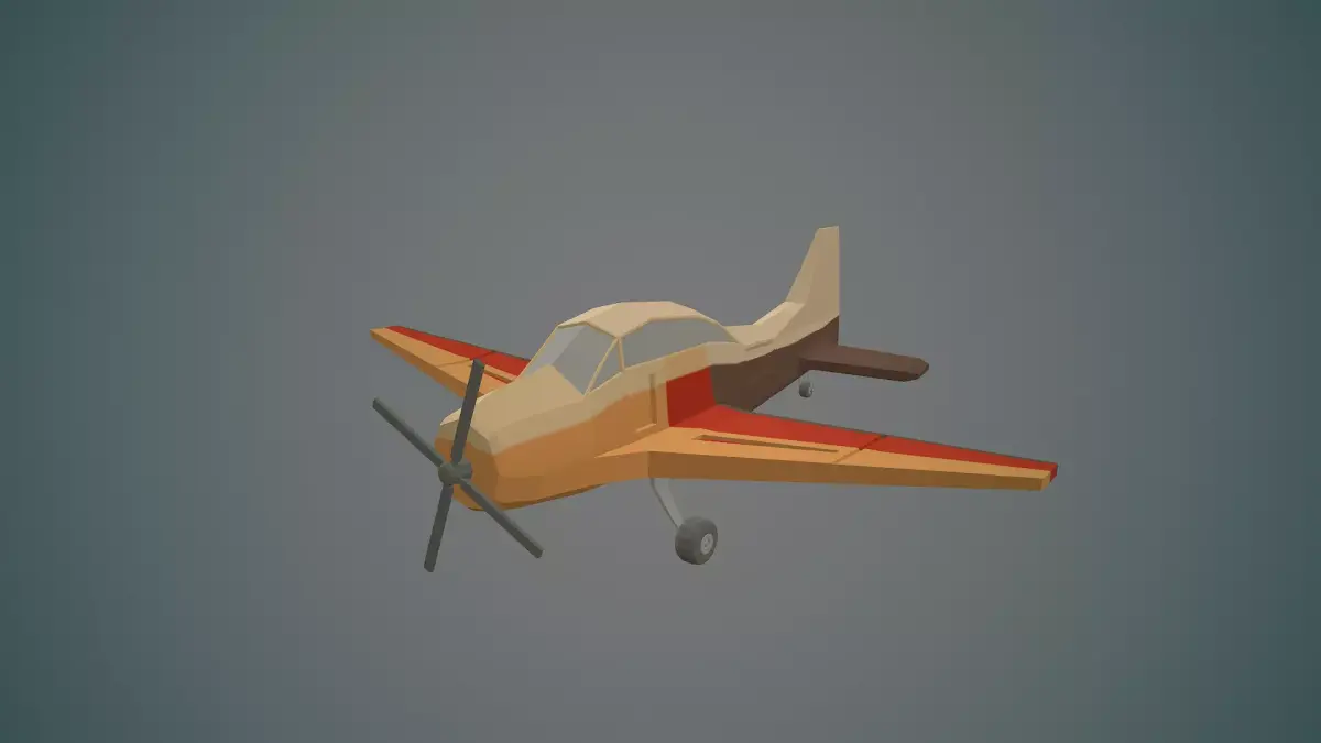 Airplane cartoon - 03 Low-poly 3D model